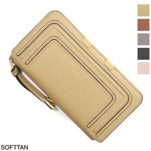 Chloe Marcie round zip long wallet Coin tan